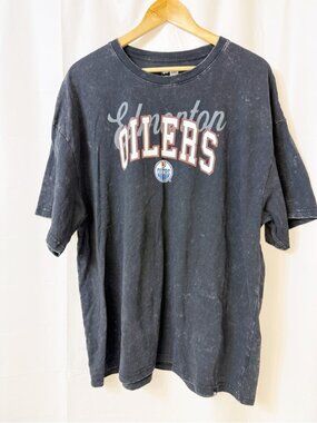 Edmonton Oilers New Era Black Washed Graphic T-Shirt Unisex Large